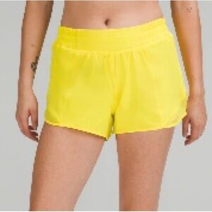 Like New Lululemon 4” low Rise Hotty Hot Shorts, Sonic Yellow, Size 6